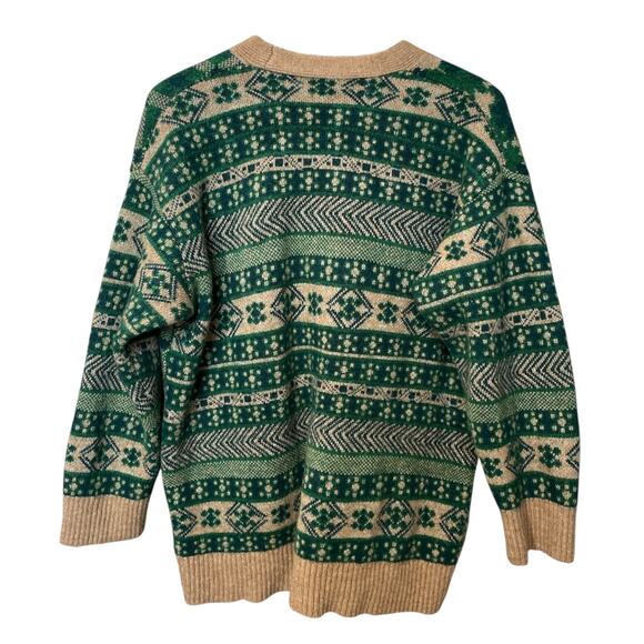 Zara Courtyard Patchwork Oversized Cardigan Sweater Green Tan Small - Picture 4 of 9